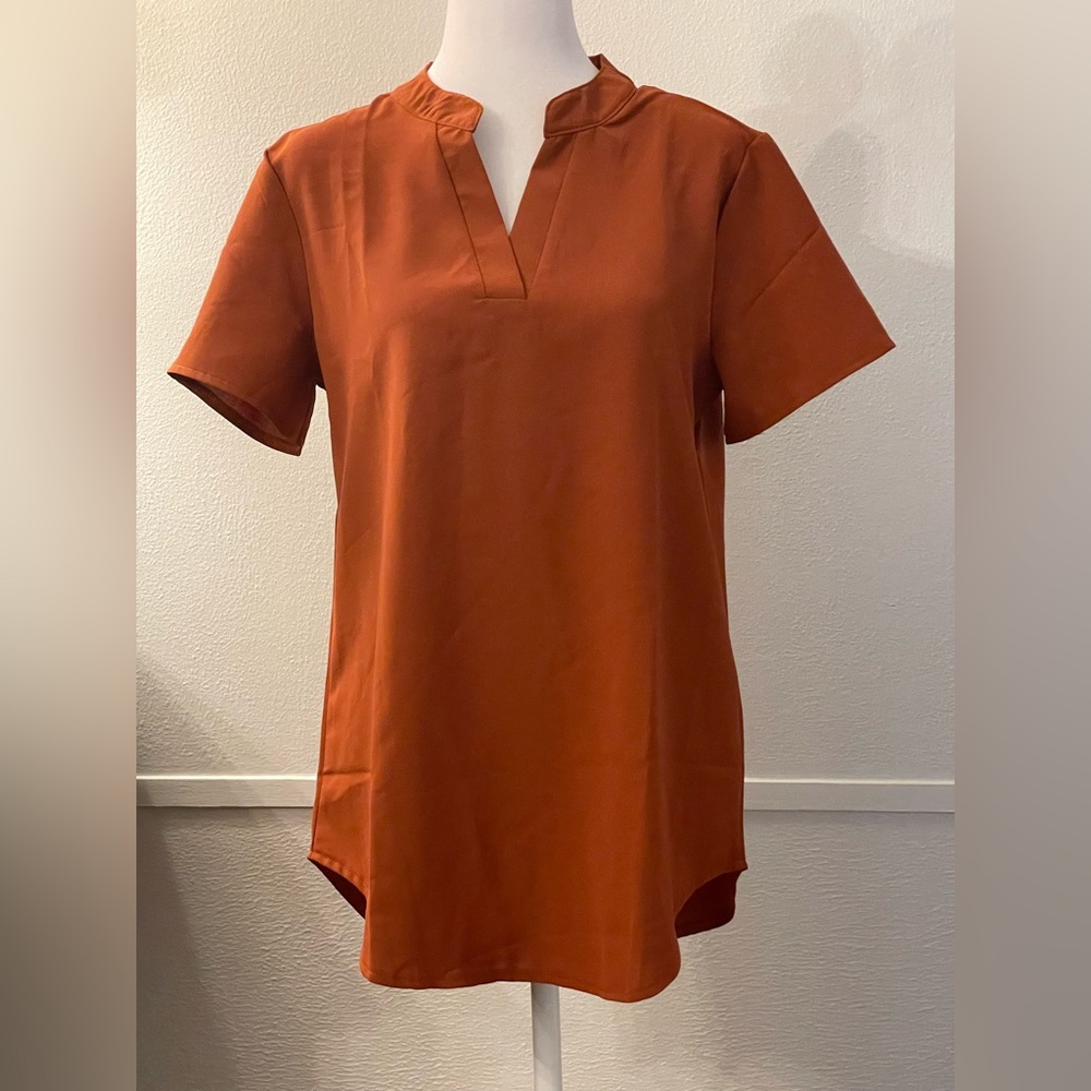 NWOT Burnt Orange V-Neck Blouse